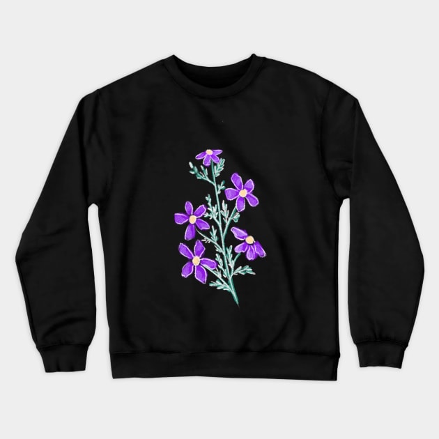 Handrawn flower purple daisy (best in black) Crewneck Sweatshirt by maplejoyy